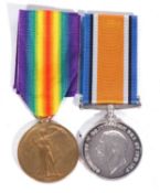 WWI British medal pair, war medal + victory medal, 424124 Pte H.C.Hunt 10th London Regt Hackney