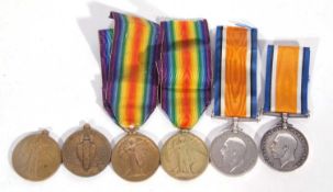 Quantity of 6 WWI medals to include: 1914-18 war medals to 203474 PTE LG Hills, Essex Regiment;