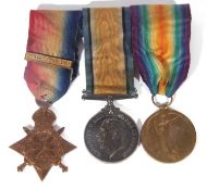 WWI British medal trio, comprising 1914 star with 5th August -22nd November clasp, 1914-18 war medal