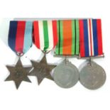 WWII medal group, 1939-45 star, Italy star, defence medal and 1939-45 medal