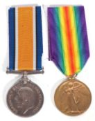 WWI British medal pair war medal, victory medal to 19263 PTE R Brighton, Norfolk Regiment
