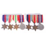 2 x WWII British medal groups: 1939-45 star, Africa star, 1939-45 medal; 1939-45 star, African star,