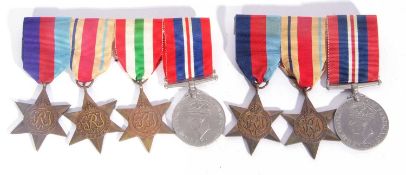 2 x WWII British medal groups: 1939-45 star, Africa star, 1939-45 medal; 1939-45 star, African star,