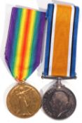 WWI British medal pair - war medal, victory medal to 64946 PTE HC Cookson, York Regiment