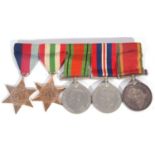 WWII group of five medals comprising African Service Medal named to 216338 J H Ulrich together