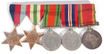 WWII group of five medals comprising African Service Medal named to 216338 J H Ulrich together