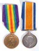 WWI British medal pair - war medal, victory medal to 5486 TS G Nicholson, Royal Navy