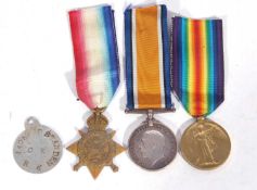 WWI British medal trio 1914 Star, 1914-18 war medal, RE 1914-19 victory medal and identity to