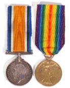 WWI British medal pair - war medal, victory medal to 017358 PTE J Spencer AOC