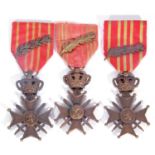 2 x WWI Belgian Croix de Guerre with palm leaf, together with WWI Croix de Guerre with palm leaf (