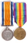 WWI British medal pair - war medal, victory medal to to 315819 PTE George Hudson, Northumberland