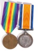 WWI British medal pair - war medal, victory medal to 35095 PTE H Skelton, Essex Regiment