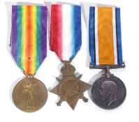 WWI British medal trio including 1914-15 star, war medals and victory medal to 52620 PTW Joseph Eyre