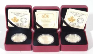 Canada 2013, 25th Anniversary five dollar fine silver proof coin, plus 2016 coat of arms twenty-five