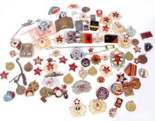Large quantity of Soviet Communist CCCP badges, medals and Commemorative awards
