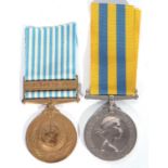 Korean war pair to include ERII Korean medal and UN medal to 22521640 SPR P Caulfield RE