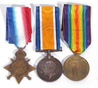 WWI British medal trio: 1914-15 star, war medal, victory medal to 37166 SPR S. Combes RE