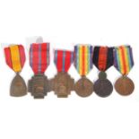 Quantity of WWI Belgian medals to include Yser medal, 2 x Victory medals 1914-18, Croix de Feu x 2