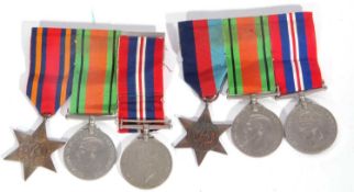 Medal groups to include: 1939-45 star, defence medal, 1939-45 medal; Burma star, defence medal and
