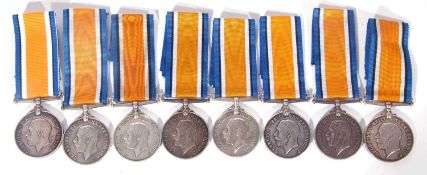 Quantity of 8 British/Commonwealth 1914-18 war medals: 4999 PTE Joseph F Parker, West Yorks