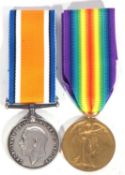 WWI British medal pair - war medal, victory medal to 34674 PTE B Johnson, York Regiment