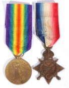 WWI British medal pair 1914-15 star, victory medal to M2-047822 PTE F. W Fleming ASC