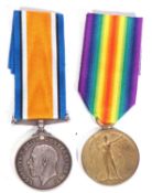 WWI British medal pair - war medal, victory medal to 65572 PTE PL HALL Machine Gun Corps