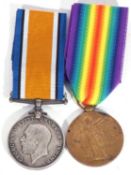 WWI British medal pair - war medal, victory medal to 46716 PTE T Sangster, L Regt
