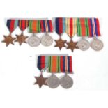 3 x WWII medal groups to include: 1939-45 star, defence medal, 1939-45 medal; 1939-45 star, Burma