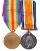 WWI British medal pair - war medal, victory medal to 48054 PTE Richard Cubbon, Lancashire Fusiliers
