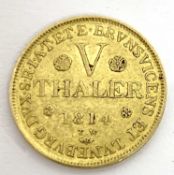 Brunswick - Wolfenbuttel 1814 gold 5 thaler