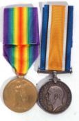 WWI British medal pair - war medal, victory medal to A-201969 PTE CJ Scott, KR Rifle Corps