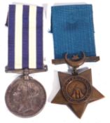 Victorian medal pair to include: Egypt medal 1882-89, no clasp, dated 1882 to 214 PTE W Wakeman