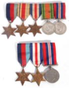 2 x sets to include: 1939-45 star, Africa star, France and Germany star, defence medal and 1939-45