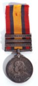 Queen Victoria South African medal with 'Transvaal Orange Free State, Cape Colony clasps, 6305 PTE J