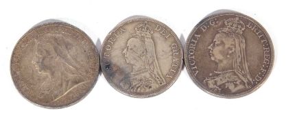 Queen Victoria Crowns 1889,1898 LXll plus,1889 double ..... (3)