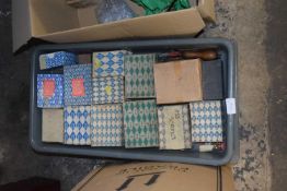 TWO BOXES OF VARIOUS SCREWS, TINS, GARAGE CLEARANCE ITEMS