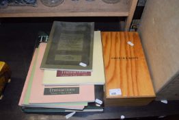 MIXED LOT: FORTNUM & MASON WOODEN BOX, VARIOUS ENGLISH CERAMIC CIRCLE TRANSACTIONS BOOKLETS AND