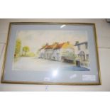 GEORGE MARSHALL, A STUDY OF THE QUEENS HEAD, OLD FYFIELD, WATERCOLOUR, FRAMED AND GLAZED