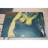 CONTEMPORARY ABSTRACT SCHOOL STUDY OF FEMALE TORSO, OIL ON CANVAS, UNFRAMED