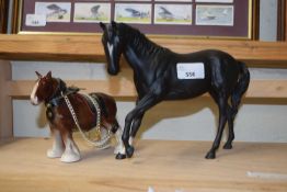 ROYAL DOULTON MODEL BLACK BEAUTY PLUS A FURTHER MODEL HORSE (2)