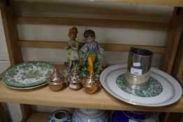 MIXED LOT: MODERN FIGURES, PEWTER TANKARD, FRENCH SERVING PLATE ETC