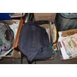 BOX OF VARIOUS MIXED ITEMS, COAT RACK, LETTER RACK AND ASSORTED HOUSEHOLD SUNDRIES