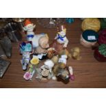 MIXED LOT: VARIOUS ASSORTED ANIMAL ORNAMENTS, BOOK ENDS FORMED AS DUTCH CHILDREN AND OTHER ITEMS