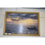 NORMAL PELLEW WWII COMBINED U-BOAT SURVEILLANCE OF NORTH WEST SCOTLAND, ACRYLIC ON BOARD, GILT