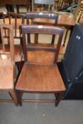 A PAIR OF 19TH CENTURY MAHOGANY HARD SEATED DINING CHAIRS