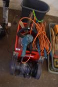 MIXED LOT: ASSORTED TOOLS, HEDGE TRIMMER, BENCH GRINDER ETC