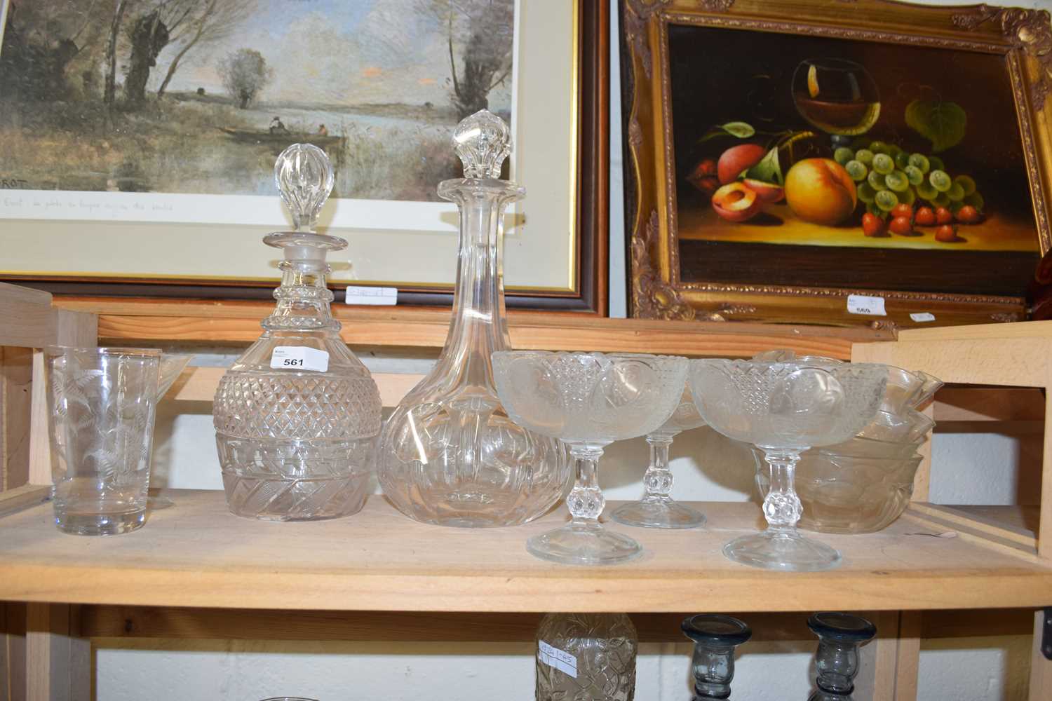 MIXED LOT: CUT GLASS DECANTERS AND VARIOUS OTHER GLASS WARES