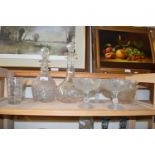 MIXED LOT: CUT GLASS DECANTERS AND VARIOUS OTHER GLASS WARES