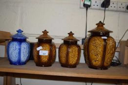 FOUR SYLVAC COVERED VASES DECORATED WITH ORIENTAL SCENES